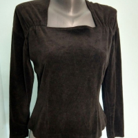 Луксозна дизайнерска блуза от кадифе top "Sandwich" fashion / голям размер , снимка 2 - Блузи с дълъг ръкав и пуловери - 36151463