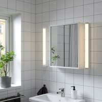 Бял огледален шкаф за баня с плъзгащи се вратички , снимка 3 - Шкафове - 42722582