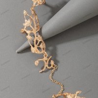Моден дамски пръстен на цветя с верижка, 2цвята - 023, снимка 3 - Пръстени - 41040021