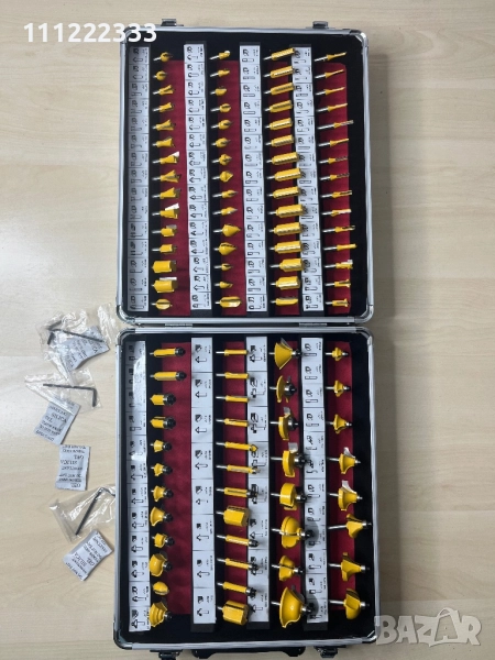 💥 Комплект фрезери за дърво – 1/4” (6.35 mm) – 100 части в куфар 💥, снимка 1