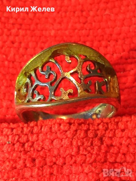 СТАР АЖУРЕН СРЕБЪРЕН АРТ ПРЪСТЕН СРЕБРО 925 с ПОЗЛАТА 34958, снимка 1