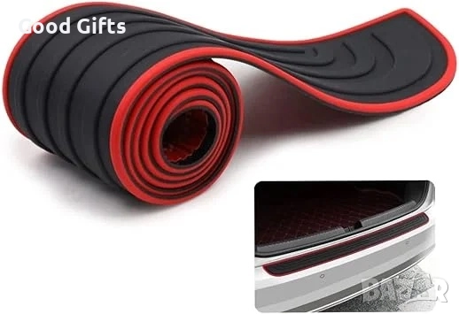 Гумена лайсна протектор за багажник 90 x 7 см с червен кант – универсална защита за броня, снимка 1