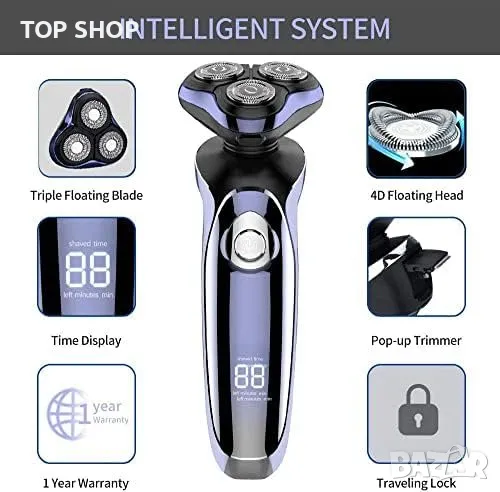 Нова Електрическа самобръсначка за мъже/Водоустойчиви мокри и сухи ротации/USB, снимка 1