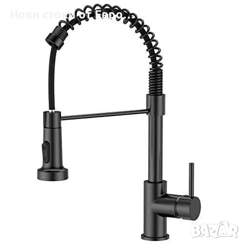 Кухненски смесител FORIOUS, пружинен смесител за кухненска мивка с издърпващ се разпръсквач, снимка 1