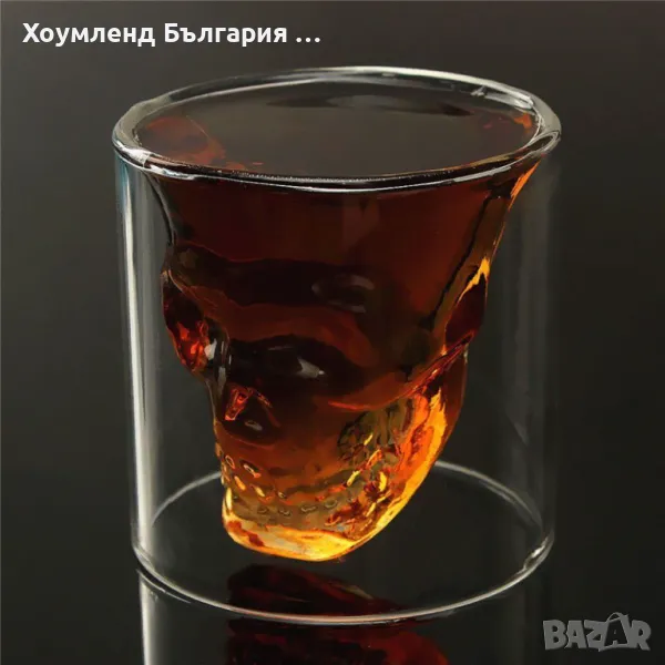 2бр Триизмерна стъклена чаша череп за уиски за алкохол, снимка 1