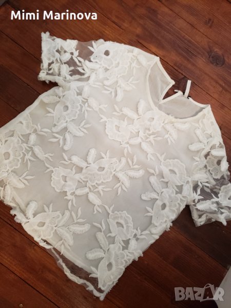 Бял топ блуза с флорални елементи  Jennifer Lopez , снимка 1