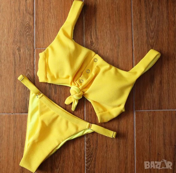 ПОСЛЕДЕН! Жълт бански рипс с възел, снимка 1