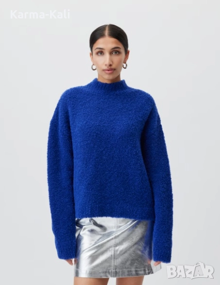 блуза поло в красив син цвят с вълна, снимка 1