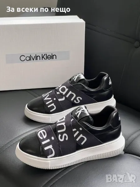 Calvin Klein Дамски Черни Маратонки С Бяло Лого👟Дамски Спортни Обувки Келвин Клайн Код E253, снимка 1