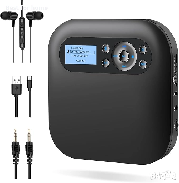 DESOBRY Bluetooth преносим CD плейър с високоговорители, снимка 1