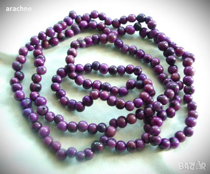 Дълъг гердан от сугилит-камъкът с кралския цвят, снимка 1