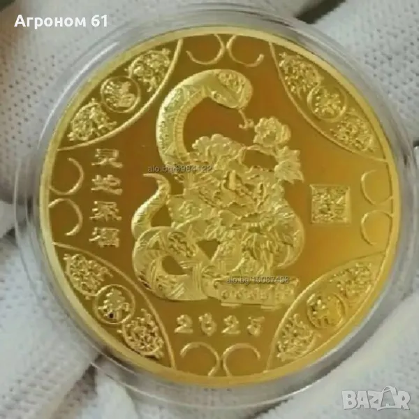 Позлатени монети 2025 годината на змията по китайския календар, снимка 1
