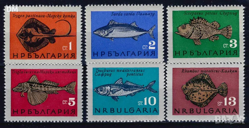 България 1965 - риби MNH, снимка 1