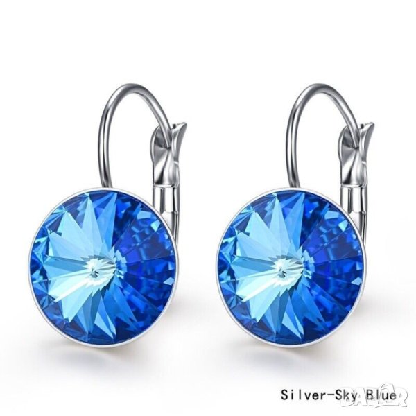 Дамски обеци със сини сапфири, снимка 1