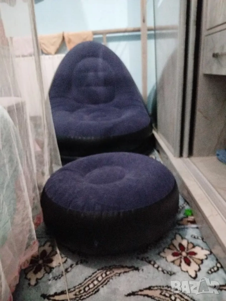 Преносимо надуваемо кресло и табуретка  , снимка 1