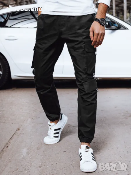 Мъжки черен карго панталон, снимка 1