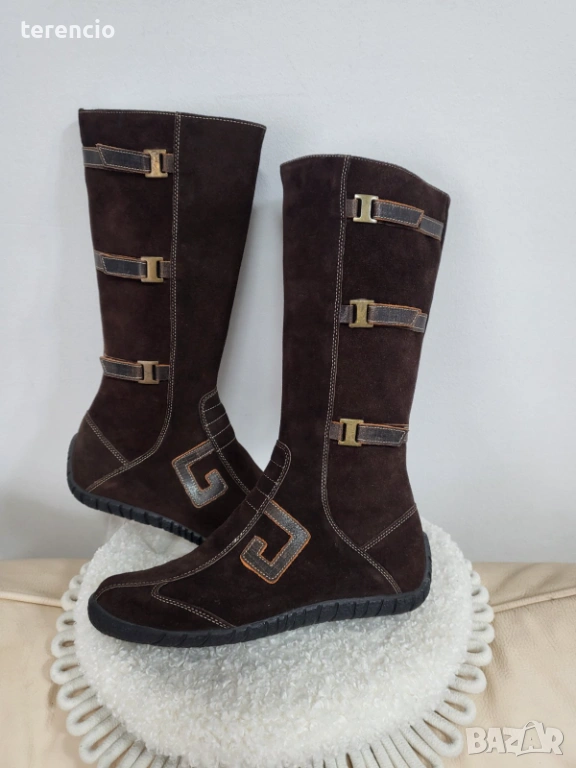 Нови кафяви ботуши - 40 номер естествен велур, снимка 1