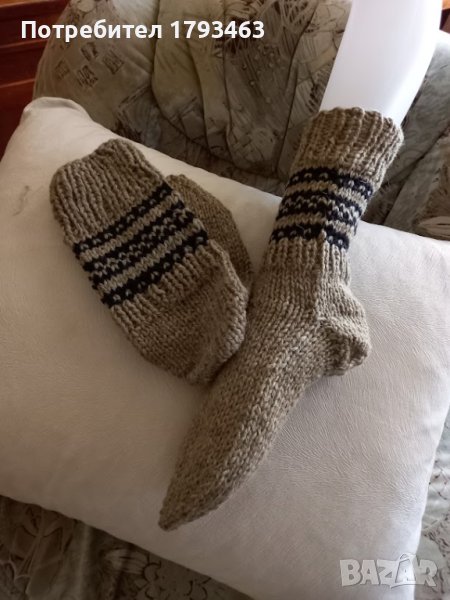 Ръчно плетени мъжки чорапи от вълна размер 38, снимка 1