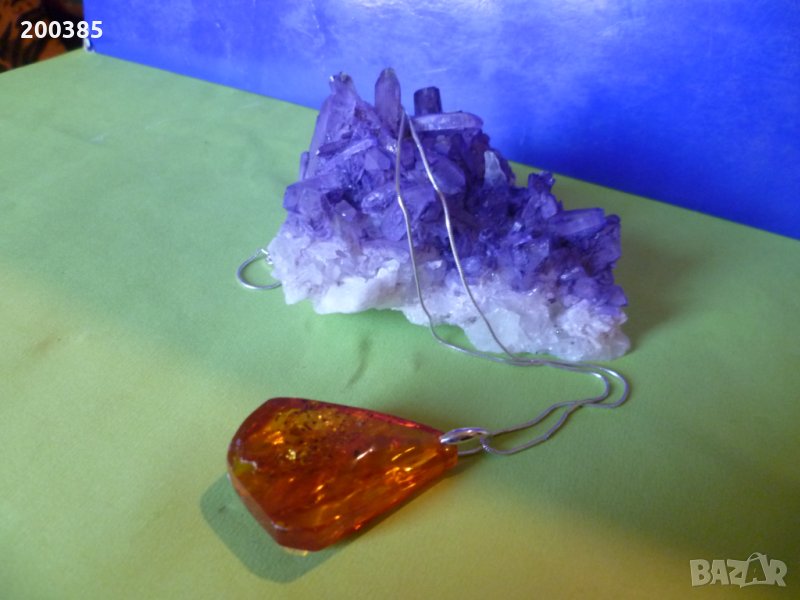 Старо сребърно колие с кехлибар, снимка 1