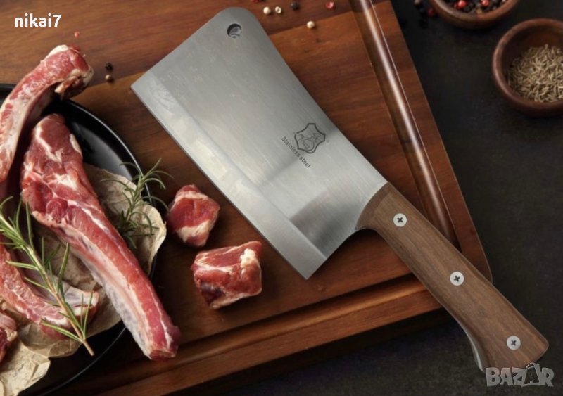 кухненски сатър масивен удобен за месо риба кълцане нерьждаема стомана, снимка 1