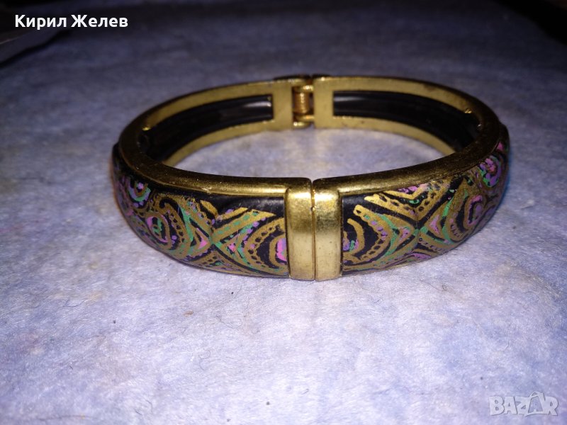 ПРЕКРАСНА ВИНТИДЖ СТИЛ АРТ ГРИВНА БЛАГОРОДНА СТОМАНА ЗЛАТИСТА РЪЧНО ИЗРИСУВАНА 38322, снимка 1