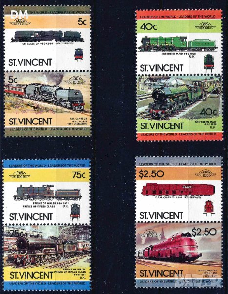 Сейнт Винсент 1984 - Leaders of the World 3 локомотиви MNH, снимка 1