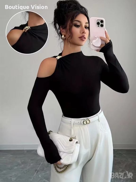 Ново! Стилна дамска блуза със златен елемент, снимка 1