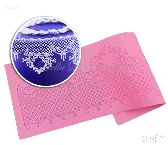 Дантелена мрежа с орнаменти дантела борд силиконов молд форма украса торта фондан шоколад гъмпейст, снимка 1