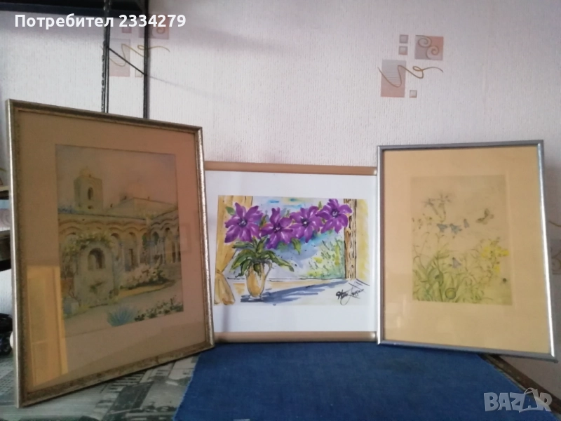 Стари авторски картини поставени в масивни дървени рамки. , снимка 1