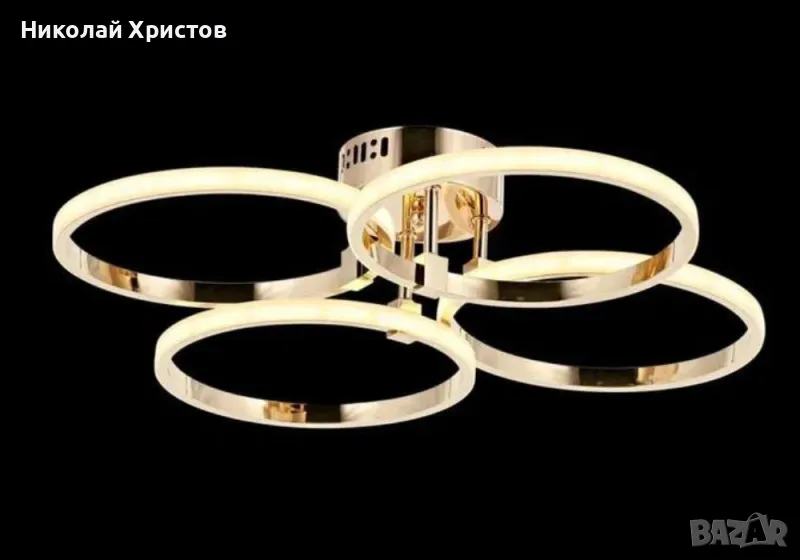 Стилен и луксозен модерен LED полилей с 4 глави, в златен цвят, снимка 1