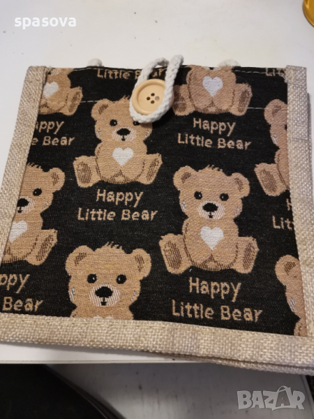 Намалена!Платнена чантичка с мечока 21х20х11 см нова, снимка 1