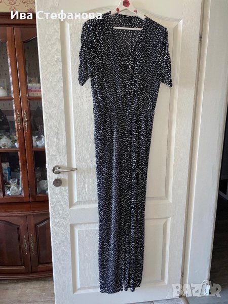 Разкошен нов дълъг елегантен гащиризон точки еластичен плисе рипс , снимка 1