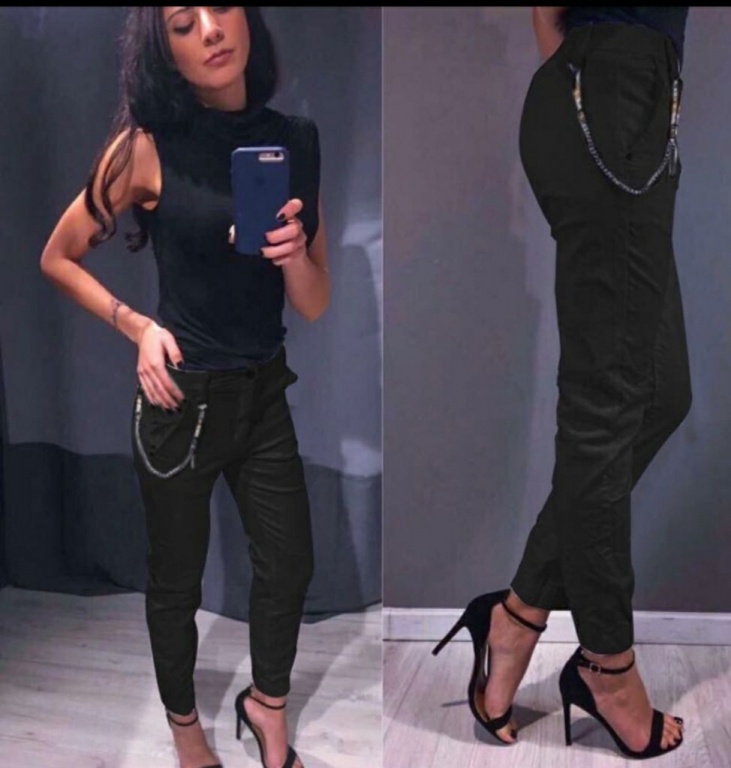 Нов черен панталон със синджир в Панталони в гр. Варна - ID36350369 —  Bazar.bg