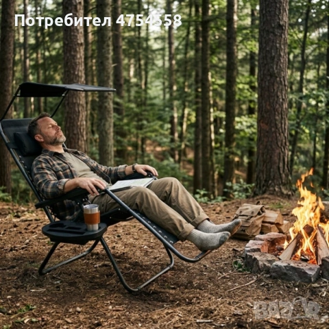 Сгъваем градински шезлонг с поставка, джоб, възглавница и сенник - комфорт, функционалност и слънцез, снимка 3 - Градински мебели, декорация  - 53842951