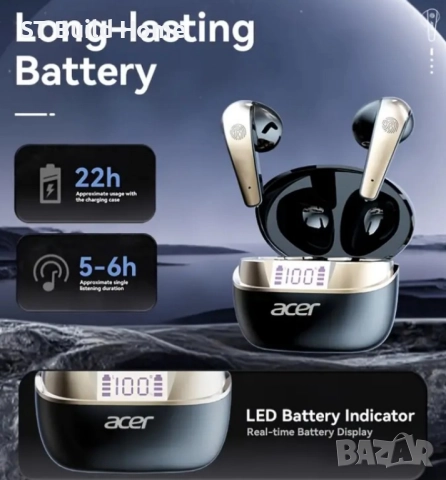 🎧 Acer TWS Безжични Слушалки | Силен Бас • HIFI Dolby Audio • Шумопотискане | STBuildHome🎧, снимка 5 - Bluetooth слушалки - 52403393