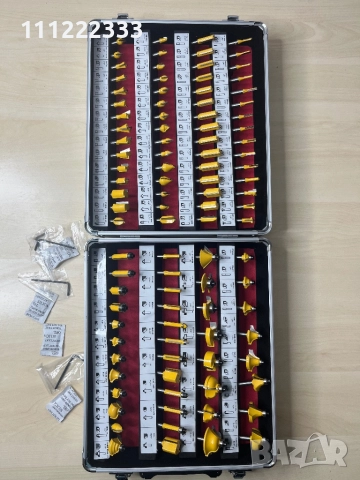 💥 Комплект фрезери за дърво – 1/4” (6.35 mm) – 100 части в куфар 💥