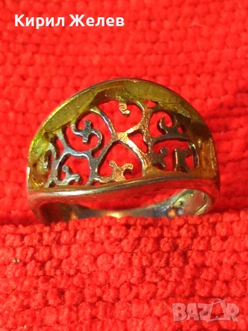 СТАР АЖУРЕН СРЕБЪРЕН АРТ ПРЪСТЕН СРЕБРО 925 с ПОЗЛАТА 34958