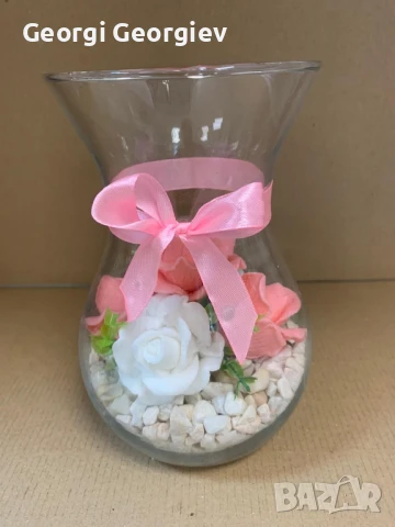 цветя изработени с качествени материали от глицеринов ароматен сапун , снимка 3 - Декорация за дома - 50807971