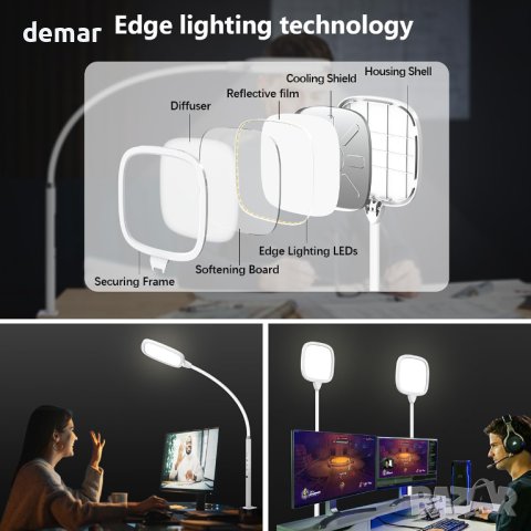 Hapfish LED настолна лампа за учене, 20 W - бяла, снимка 6 - Настолни лампи - 42651216