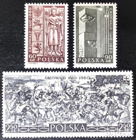 Полша, 1960 г. - лот на тема музика, личности, носии, спорт, история, изкуство, архитектура, птици, снимка 6 - Филателия - 53250840