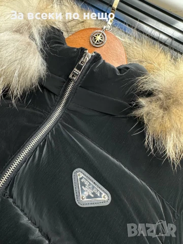 Prada Дамско Черно Зимно Яке С Естествен Косъм На Качулката Код A841, снимка 3 - Якета - 51389089
