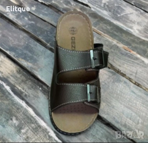 Здрави и издръжливи мъжки кожени чехли с катарама