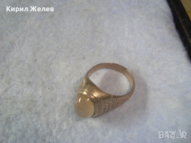СТАРИНЕН ПОЗЛАТЕН ПРЪСТЕН РЪЧНО с КАЛЕМ ОРНАМЕНТИРАН с НАТУРАЛЕН ЛУНЕН КАМЪК МАЙСТОРСКИ УНИКАТ 21649, снимка 14 - Антикварни и старинни предмети - 36393632