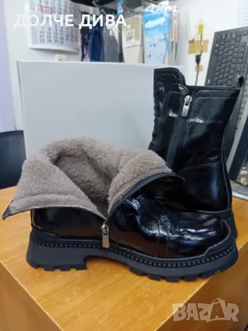 Намаление - ДАМ.БОТИ 1106 естествена кожа черен лак, снимка 4 - Дамски боти - 47343249