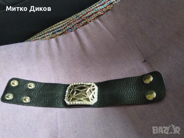 Гривна верижка за ръка женска естествена кожа 2225х38мм -40камъчета и и нскрустация, снимка 3 - Гривни - 40384624