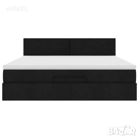 vidaXL Османска легло с матрак и LED, черно, 180x200 см, плат, снимка 8 - Спални и легла - 56147012
