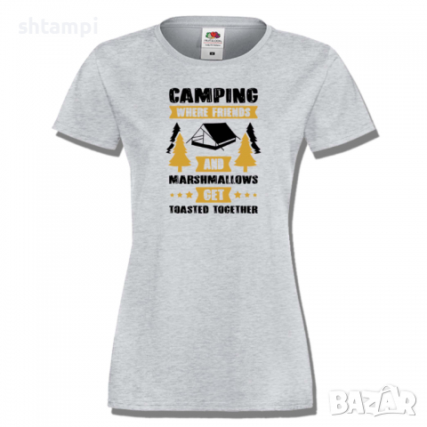 Дамска тениска Camping Where Friends And Marshmallows Get Toastet Together, снимка 4 - Тениски - 36373239
