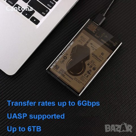 USB 3.0 кутия за 2.5" SATA SSD, HDD, 7 и 9,5 mm, с USB 3.0 кабел , снимка 4 - Други - 35980678
