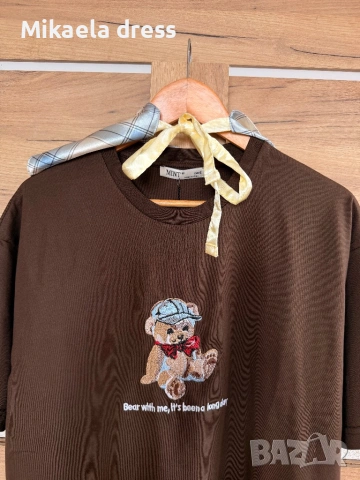 Тениска с мече в многоцветни тонове. Идеална за всекидневието и лесна за комбиниране., снимка 7 - Тениски - 53613966