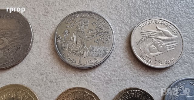 Тунис . 2, 1 и 1/2 динар, 10, 20, 50 ,100, 5 милима. 8 бройки., снимка 7 - Нумизматика и бонистика - 42373005